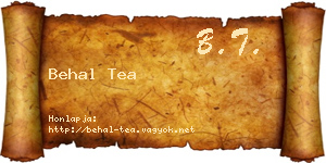 Behal Tea névjegykártya